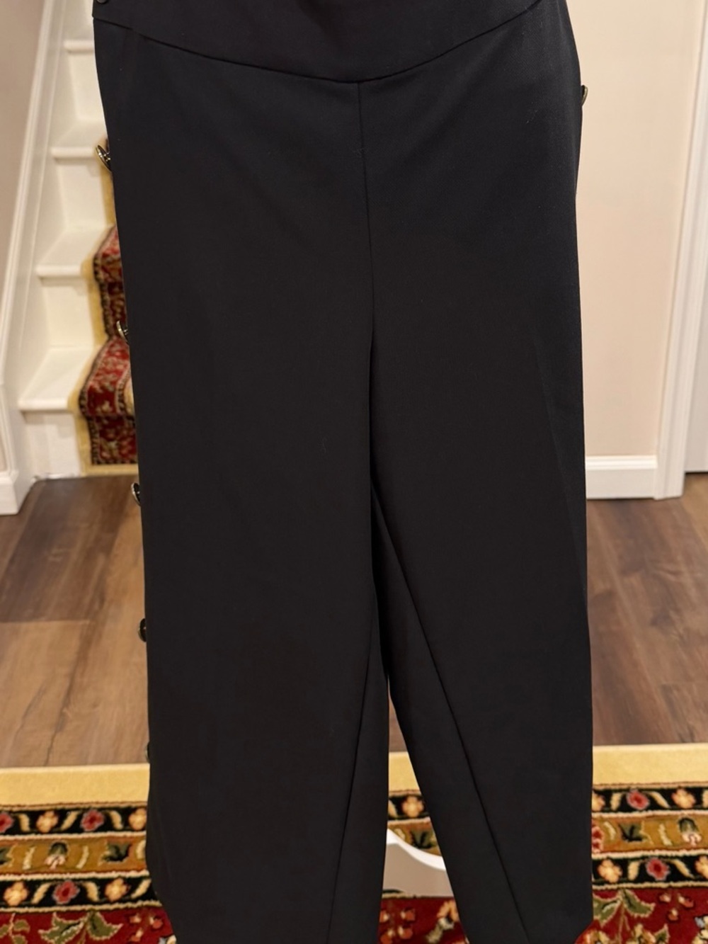 LOFT Black Ankle Length Wide-Leg Pants